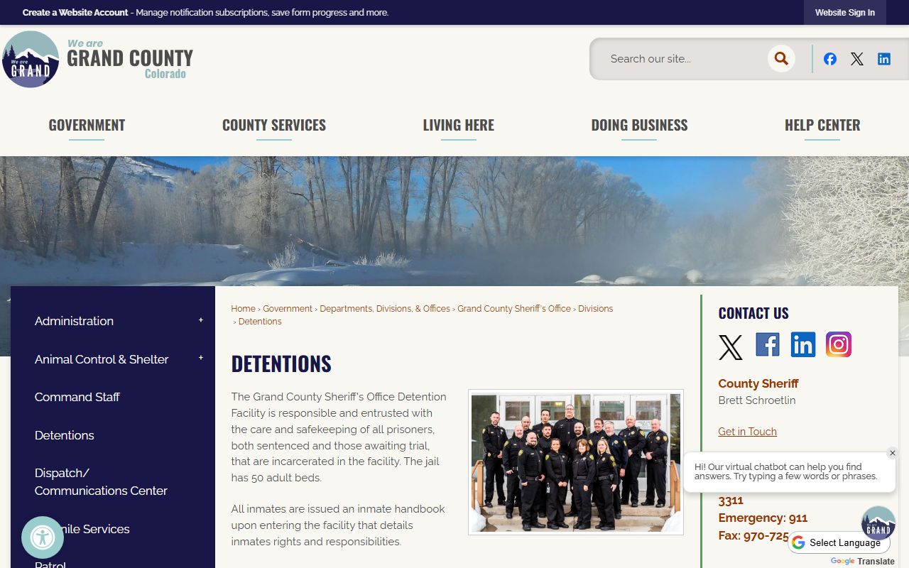 Grand County Sheriff's Office Detention Facility inmate lookup and visitation source